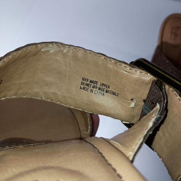 BOC Born Concept Brown Leather 3" Wedge Sandals Size 10 Slip-On Comfort Slides - Picture 7 of 16